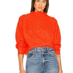 LBLC The Label Mock Neck Full Sleeve Knit Sweater in Warm Red L NWT